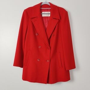 Vintage Pendleton Red Peacoat 6 8 Size Medium Wool Trendy Winter Pea Coat Jacket